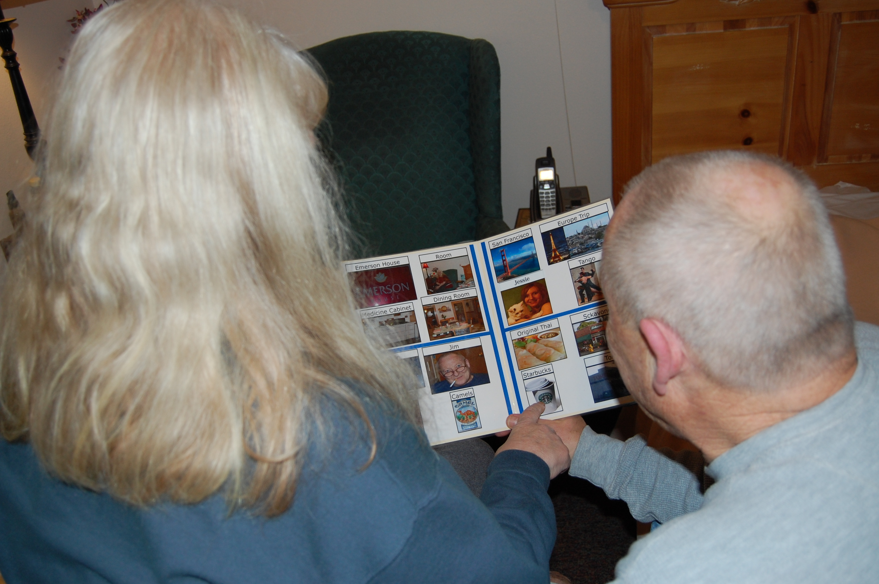 A woman and man with gray hair using an image grid
