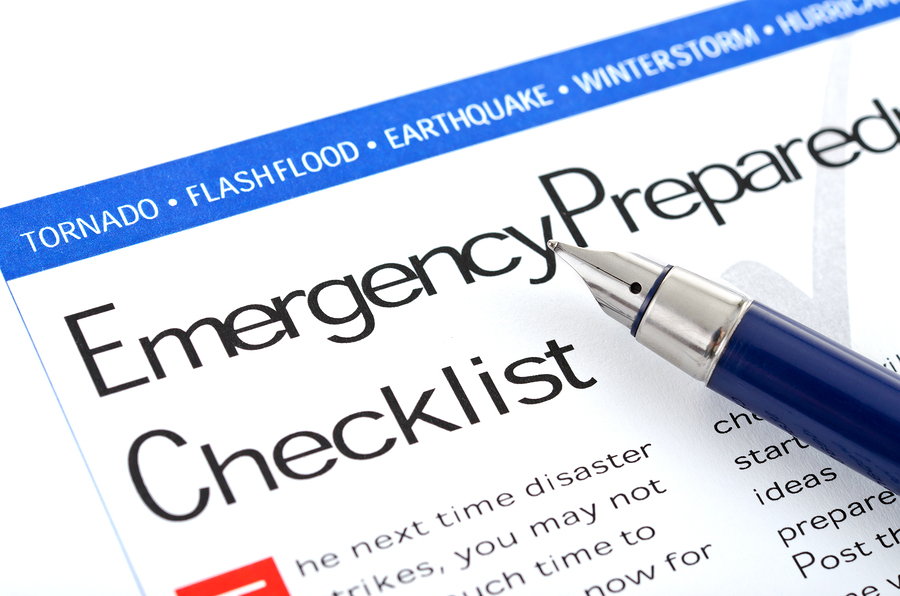 close up of emergency plan checklist