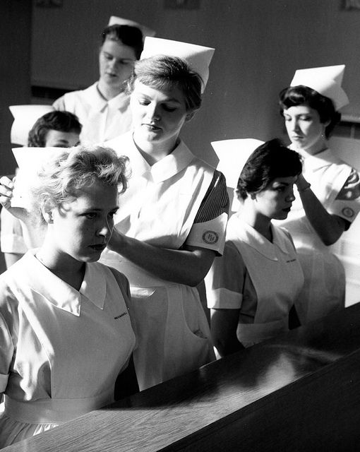 Historical nurse photo in black and white
