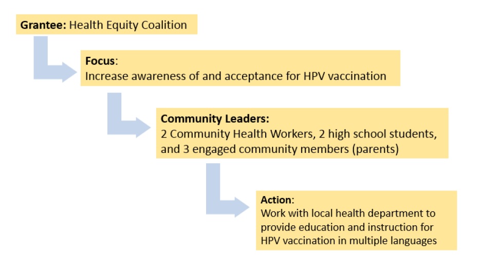 Focus area 2 diagram example: Increase awareness of and acceptance for HPV vaccination