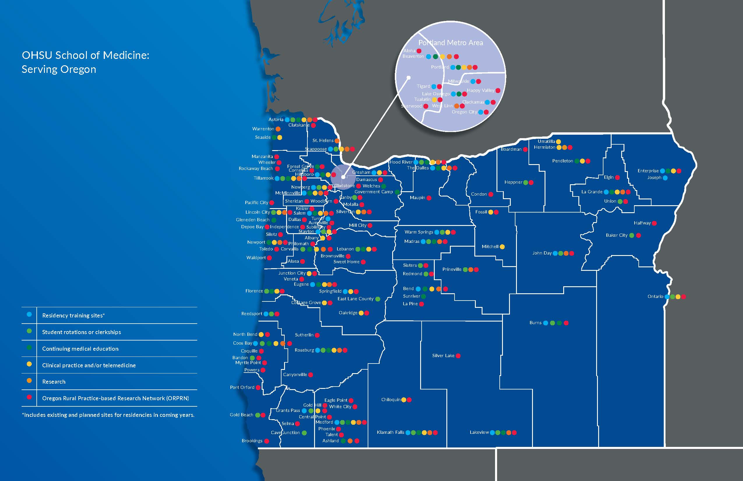 School of Medicine - statewide reach in serving all Oregonians, updated February 2019