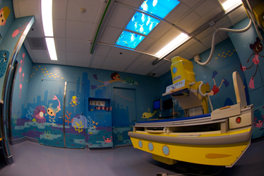 DCH Radiology Fluoro room painted with a Underwater scene