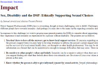 Screenshot of Impact newsletter article on sex, disability and the DSP