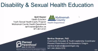 Preview of webinar titled Disability and Sexual Health Education