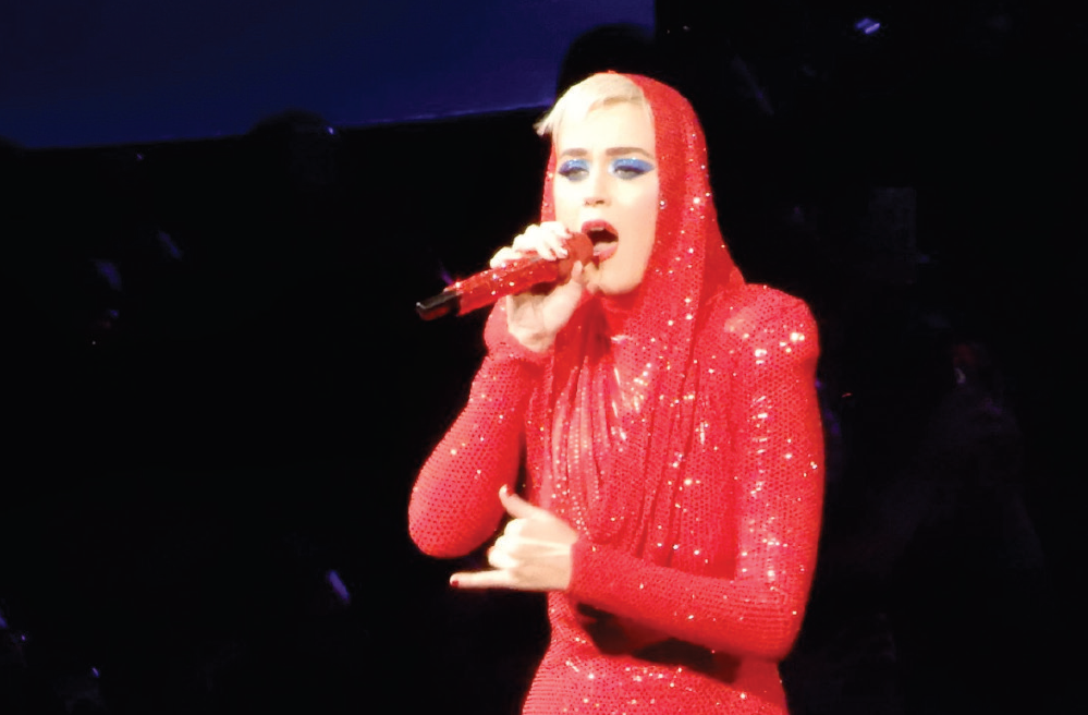Katy Perry sings on stage