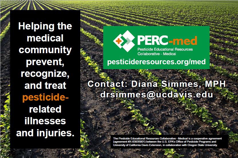 PERC-med postcard with contact information for program coordinator, Diana Simmes, MPH: drsimmes@ucdavis.edu