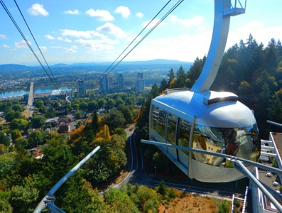 Tram over OHSU south waterfront