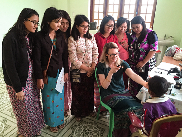 Dr. Allison Summers from OHSU Casey Eye Institute trains ophthalmologists in Myanmar.