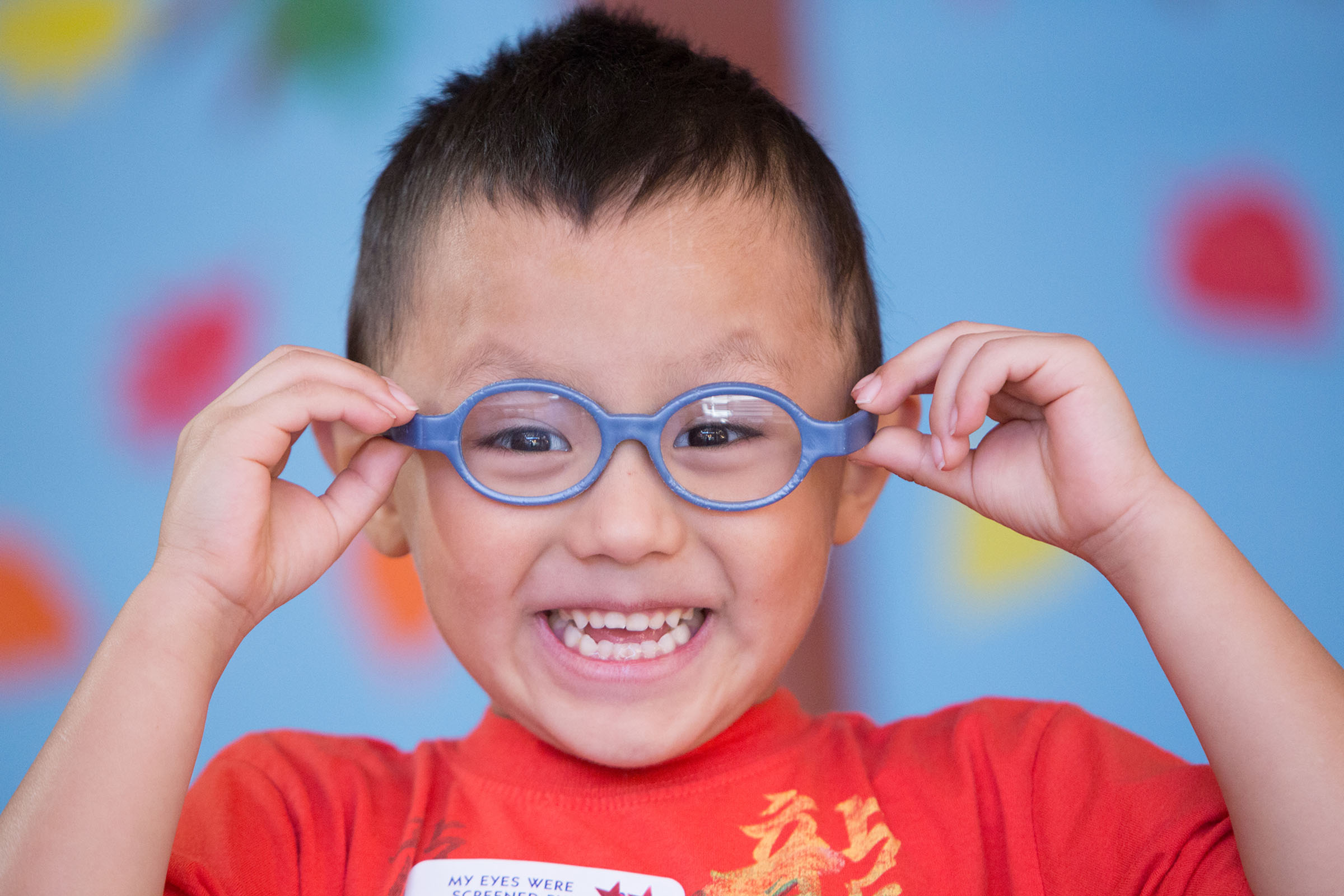 child with new glasses
