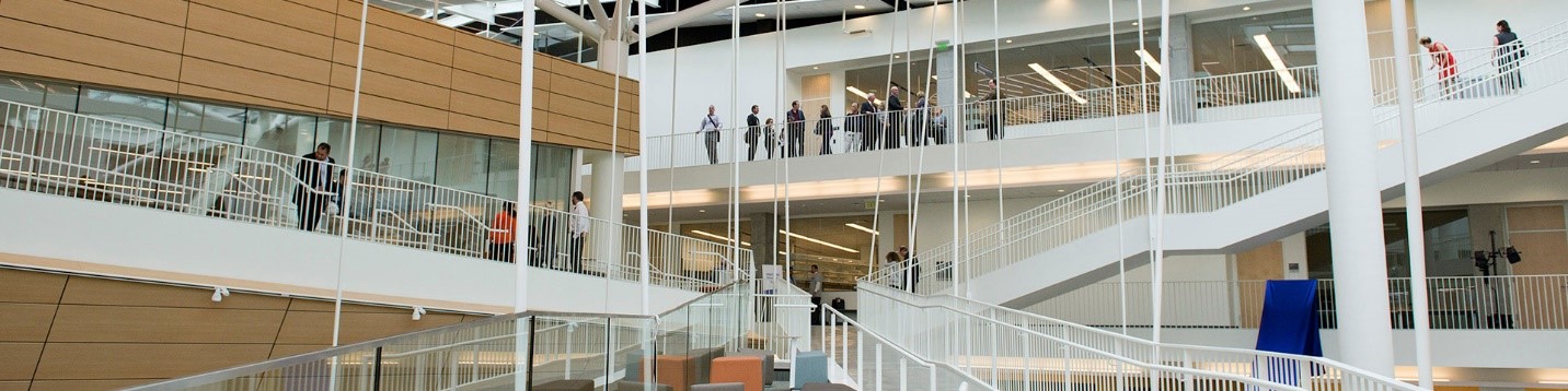 Photo of Robertson Life Sciences Building atrium interior