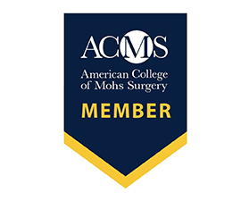 Badge that reads "ACMS American College of Mohs Surgery Member."