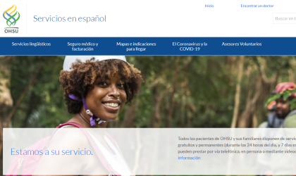 a screen shot of the webpage 'Servicios en español'
