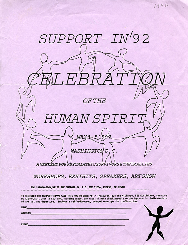 Support-In '92 Celebration of the Human Spirit, to be held May 1-5 1992 in Washington DC. Flyer and registration card. 