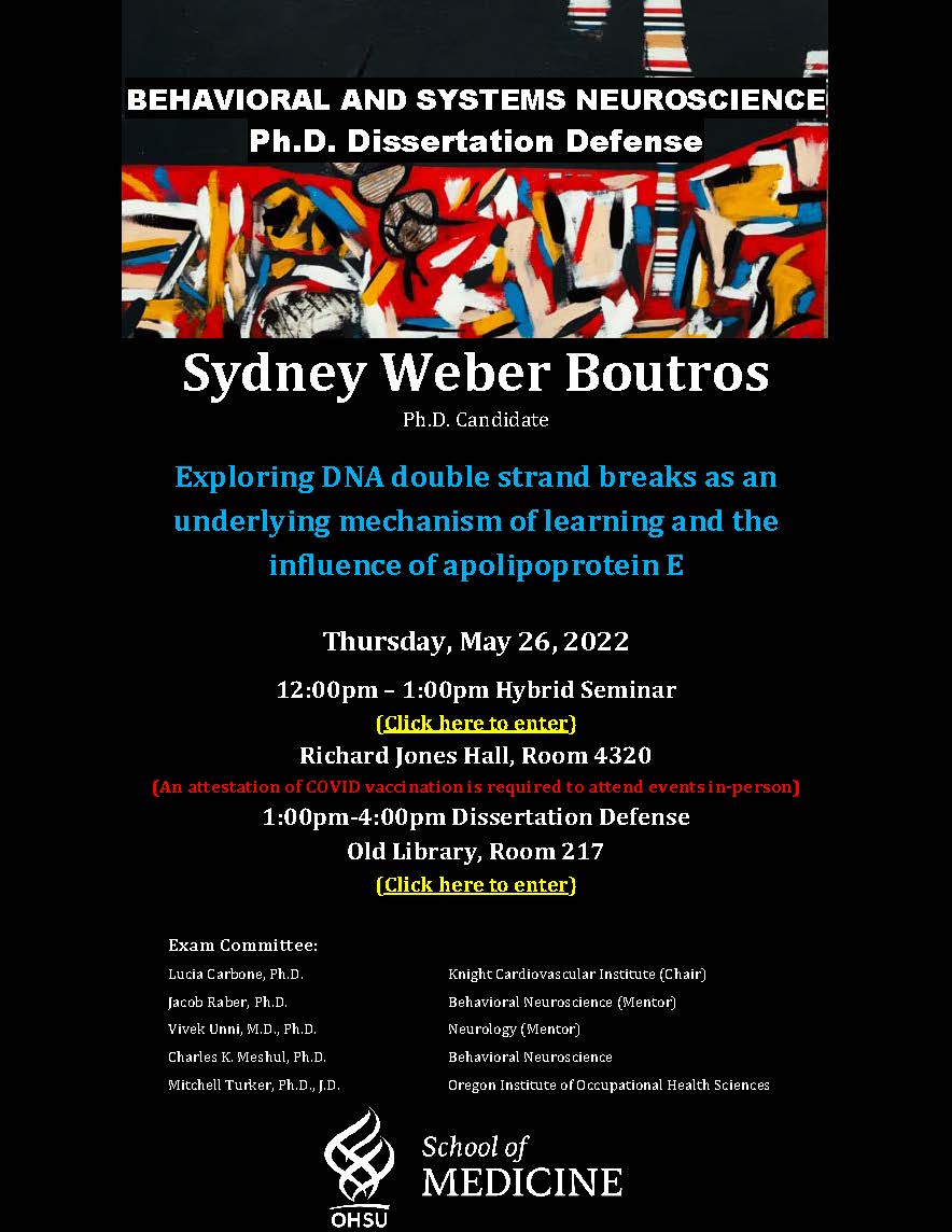Sydney Weber Boutros Ph.D. Dissertation Defense Flyer
