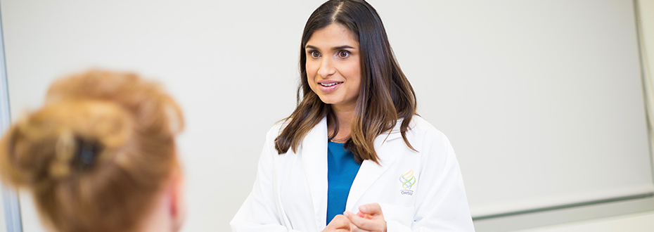 Dr. Asha Singh, director of the OHSU Sleep Medicine Program, speaks to a patient