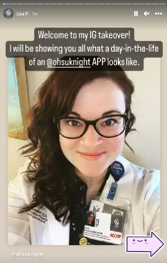Get to know Lisa Pusateri, DNP, ACNP, a nurse practitioner at the Northwest Portland CHO clinic, and some of her team members who are “simply the best” on Instagram stories.