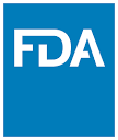 Logo for the US Food and Drug Administration. White letters "FDA" on a blue box.