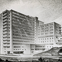 architectural rendering of OHSU Hospital viewed from northeast
