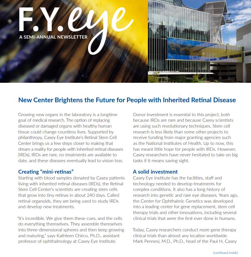 Casey Eye Institute FY Eye Newsletter for Fall 2023