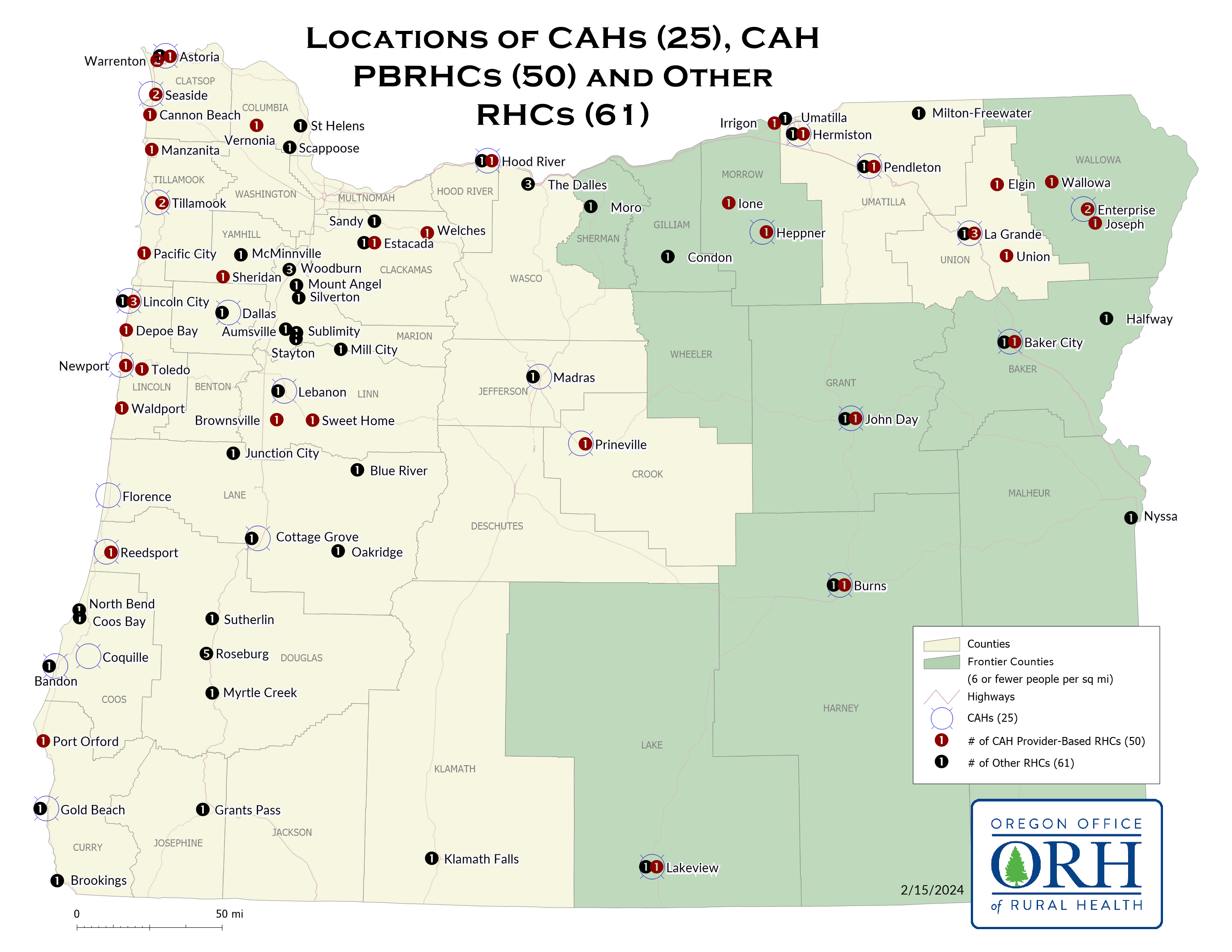 Locations of CAHs, CAH Provider-Based RHCs, and Other RHCs