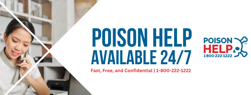A person calls the poison help hotline, 1-800-222-1222.