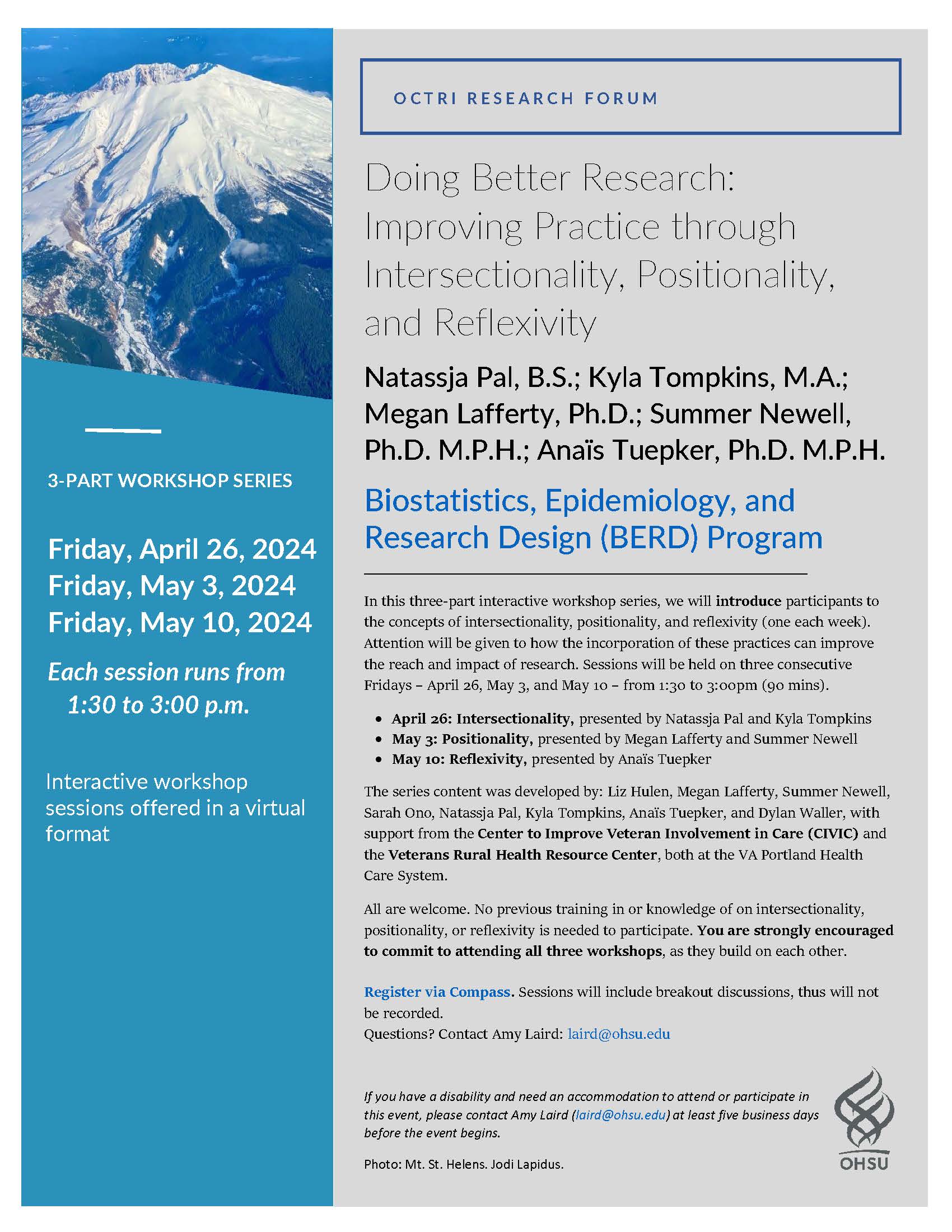 Event flyer for OCTRI Research Forum - Doing Better Research series