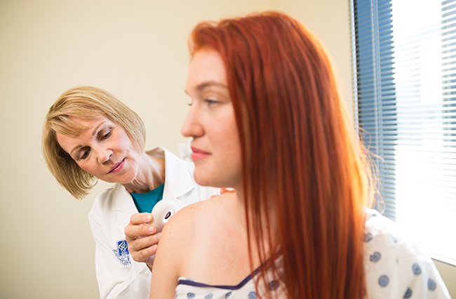 Susan Tofte, a family nurse practitioner, is an expert in screening for skin cancer. 