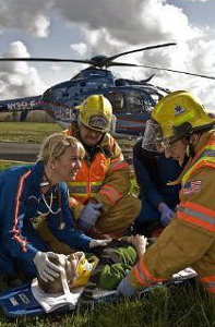 first responders treat patient before transport