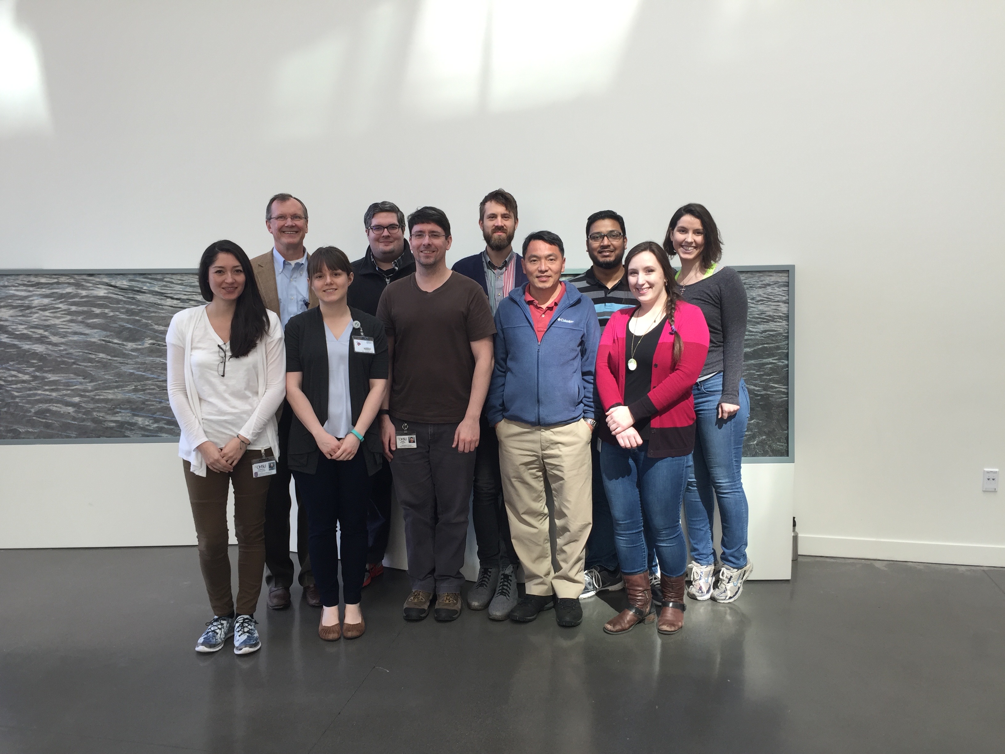 Ellison Lab group photo in the Collaborative Life Science Building. March 29, 2016