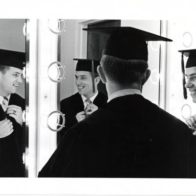 UOMS students preparing for commencement, 1970