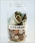 Jar of money labelled "College" 