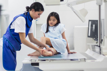 Pediatric Radiology patient getting an X-ray