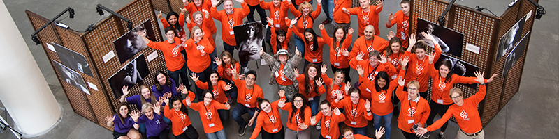 A group of volunteers at a melanoma community event.