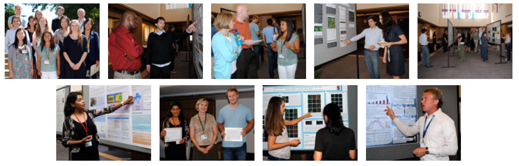 The 2011 summer interns spend the summer doing research under the direction of their faculty mentor and created a poster about their research. At the summer intern poster session, they give a synopsis of their research to the Institute's faculty and staff as well as their families.
