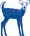 A graphic of a blue deer.