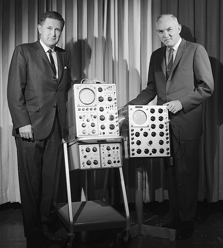 Tektronix co-founders Jack Murdock and Howard Vollum with the 511 oscilloscope