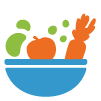Icon of a bowl containing fruit and vegetables.