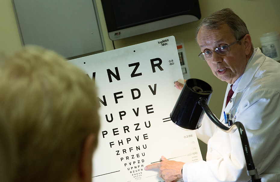 Dr. Boyer sees a patient to make the most of their remaining vision.