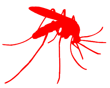 Mosquito, as a red silhouette.