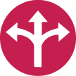 Icon of arrows pointing in three different directions