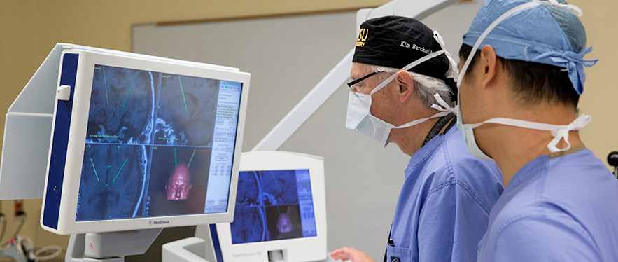 OHSU has the nation’s most experienced team in deep brain stimulation surgery. Dr. Kim Burchiel (left)