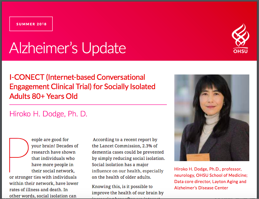 OBI Alzheimer's Update Layton newsletter 2018 issue archive screenshot