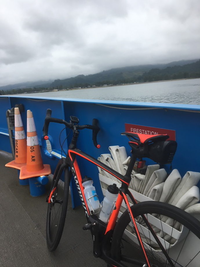 Dr. Wilson took the Ferry on his Tour de Casey from Puget Island to Westport.