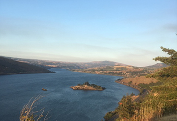 The Columbia River Gorge at sunset