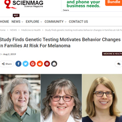 A screenshot of the Science article on genetic testing for melanoma