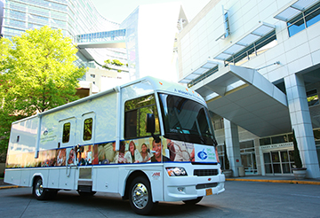 The mobile clinic van travels around Oregon providing free vision screenings to adults