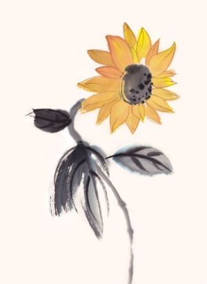 Chinese Brush Painting: Sunflower
