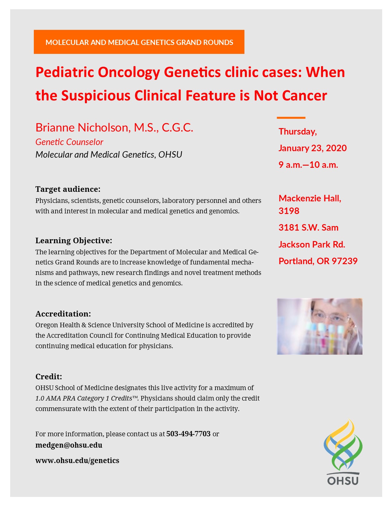 Pediatric Oncology Genetics clinic cases: When the Suspicious Clinical Feature is Not Cancer
