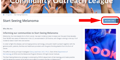 A screenshot of the Start Seeing Melanoma Volunteer Program Page