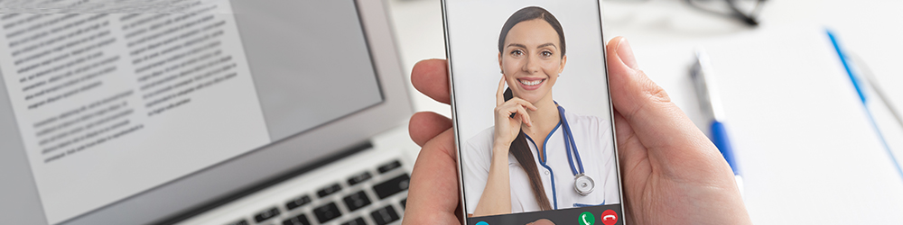 A phone video chatting with a provider